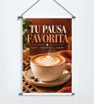 Banner colgante — diseño café 2026