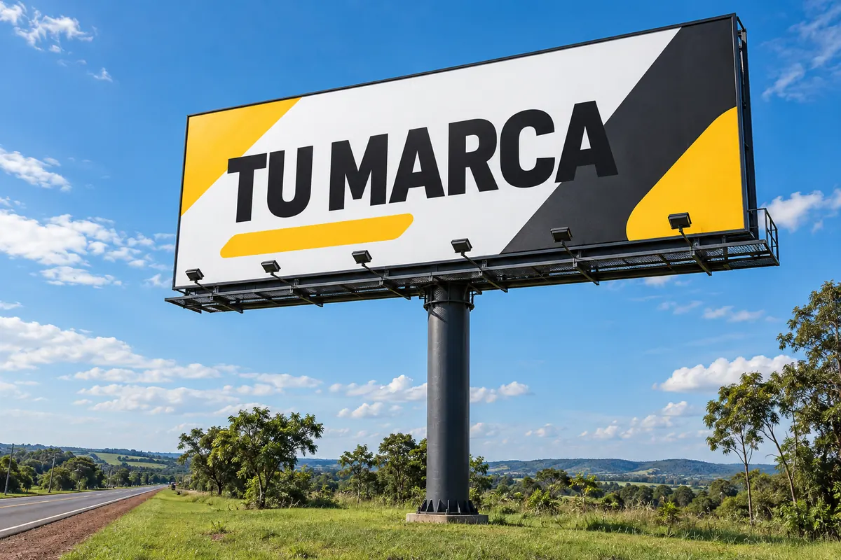 Visualización ilustrativa de cartel rutero monoposte durante el día