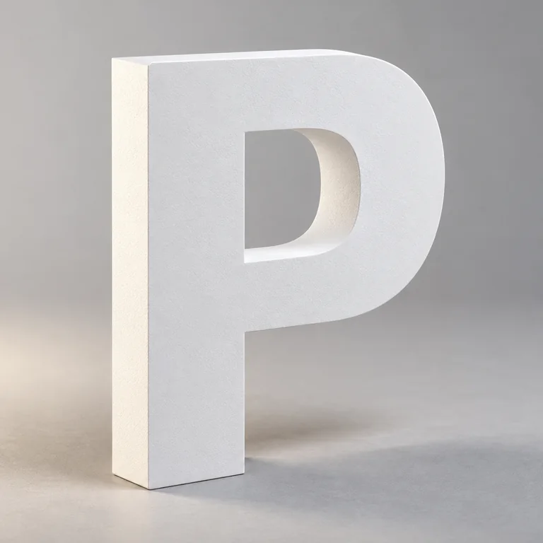 Ejemplo ilustrativo de una letra en PVC blanco